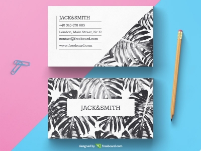 Black and white tropical business card template