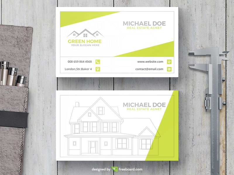 Green real estate business card - Freebcard
