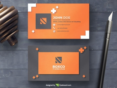Orange And Grey Business Card