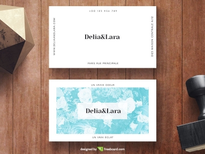 Light Business Card With Flowers