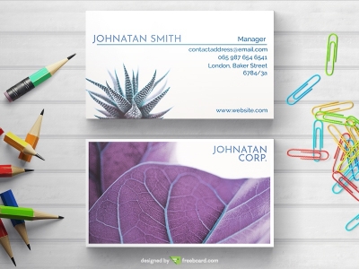 Minimal Business Card With Purple Plant