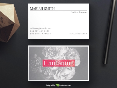 Simple Grey Floral Business Card