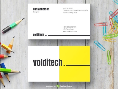 Simple White And Yellow Business Card