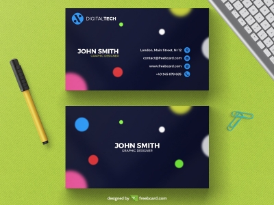 Modern business card with blurred circles
