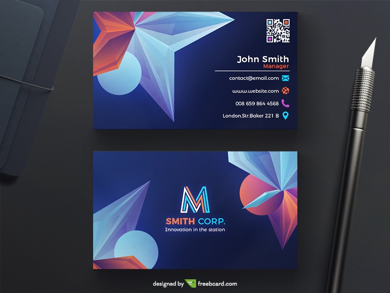 Abstract Facet Business Card - Freebcard