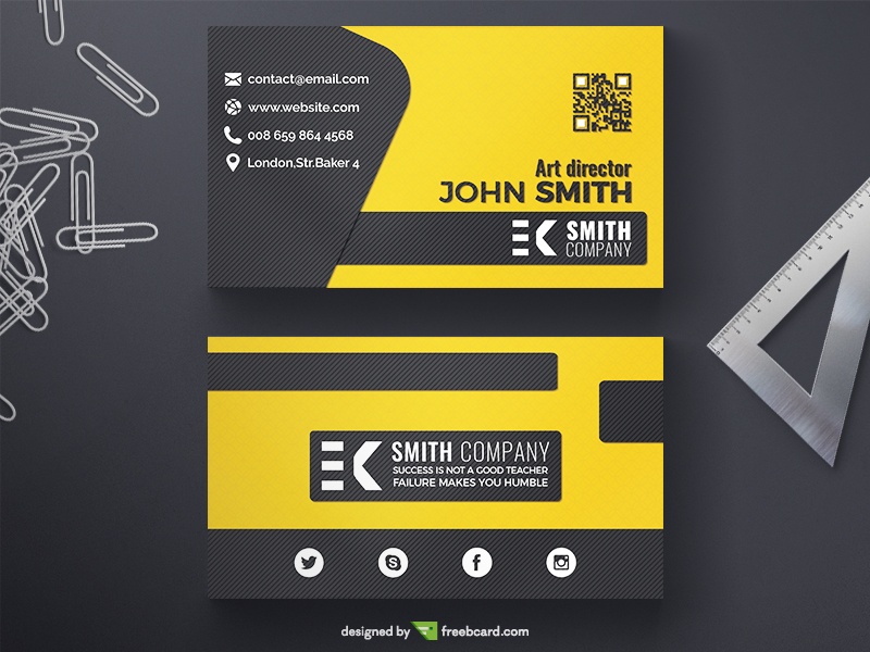 Black And Yellow Business Card - Freebcard