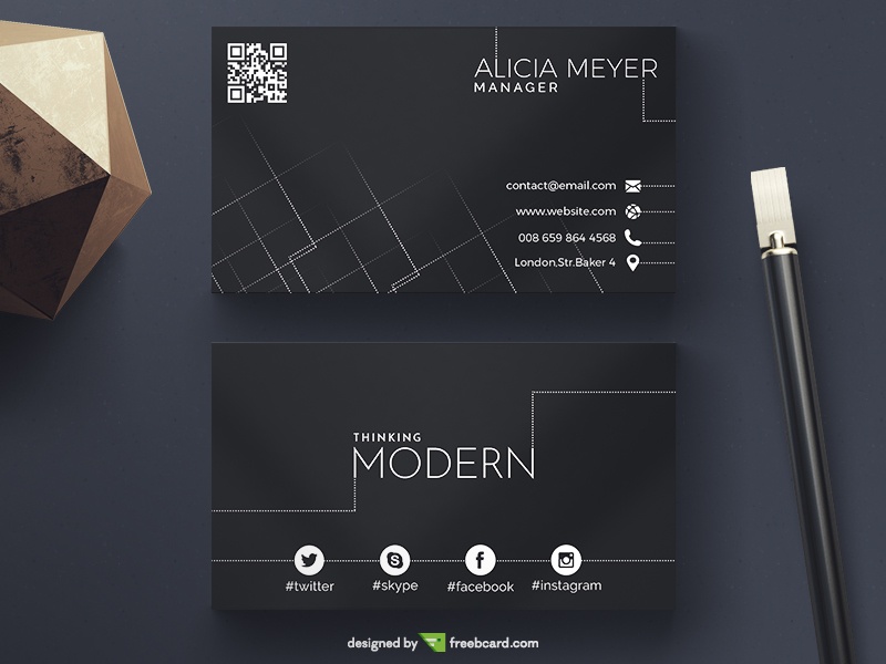 Dark Modern Business Card - Freebcard
