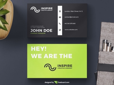 Black And Green Corporate Business Card