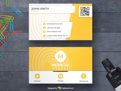 White And Yellow Business Card
