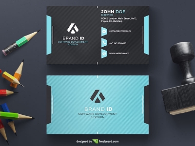 Dark Business Card With Stripe Pattern