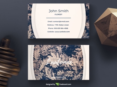 Duotone Business Card With Leaves