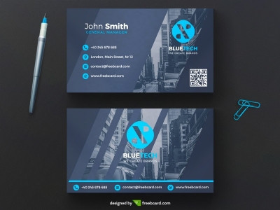 Blue corporate business card template