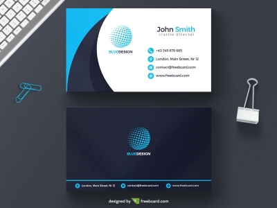 Light blue agency business card template