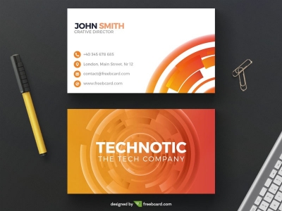 Abstract orange technology business card