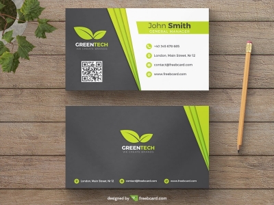 Green and grey natural business card template