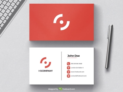 Clean red business card design