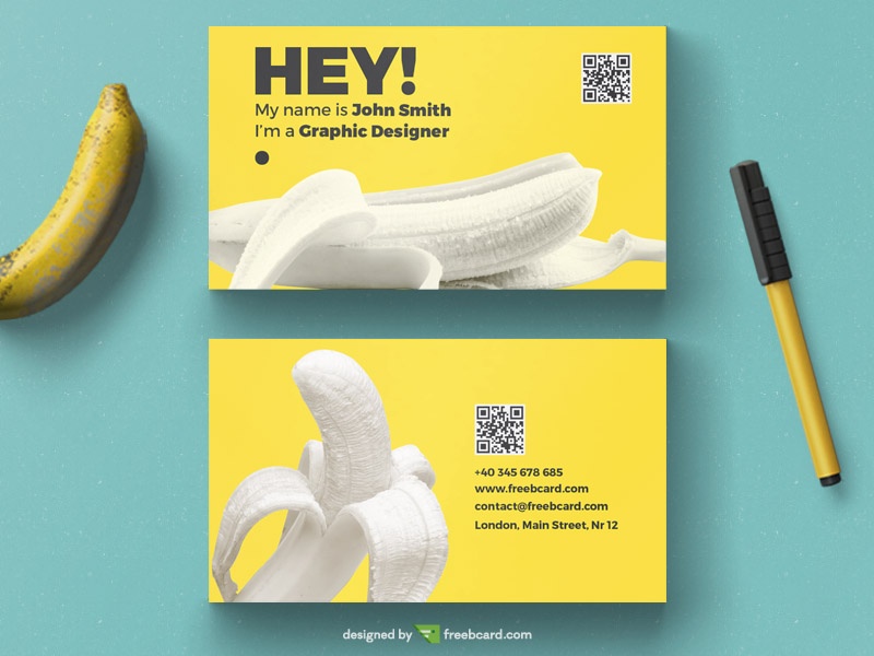 Yellow banana business card tempalte - Freebcard