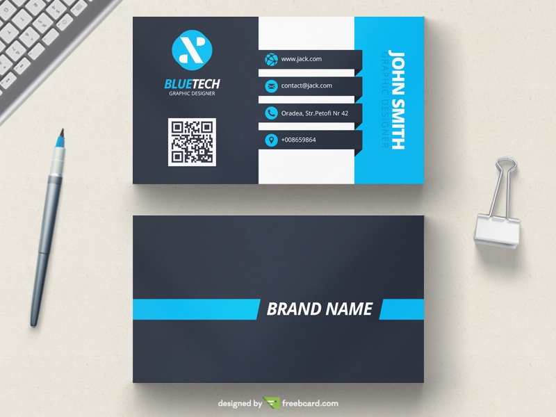 Stunning Blue Corporate Business Card Template - Freebcard