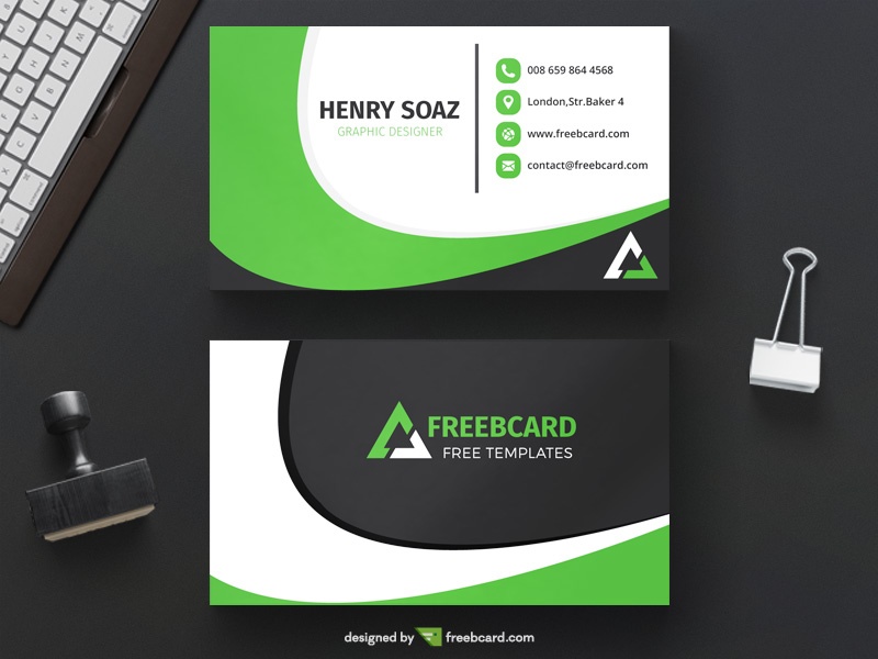 Green Geometric Business Card Template - Freebcard