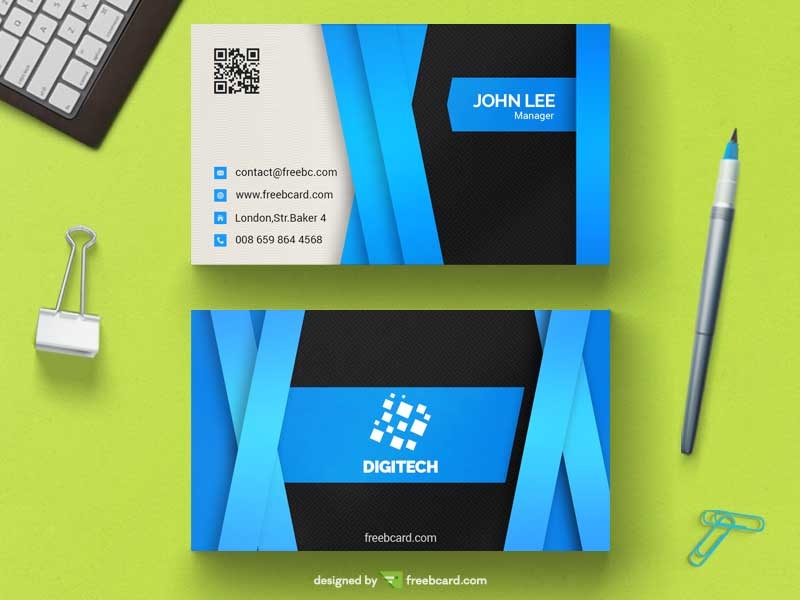 Glossy blue corporate business card - Freebcard